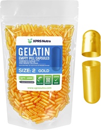 XPRS Nutra Taille 2 Capsules vides - 1000 Compte Capsules de gélatine vides - Pills Bricolage Capsule Remplissage - Pure Pill Gel Caps pour Do-It-Youlf Suppléments (Or)