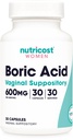 Nutricost Boric Acid 600mg, 30 Capsules - Vaginal Suppository - Non-GMO - for Women