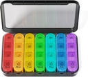 Zoksi Pill Organizer 4 Mal am Tag, BPA Kostenlose wöchentliche Reise Pille Box,täglich Pille Fall mit 28 Komponenten, um Medizin, Vitamin und Ergänzung (Schwarz)