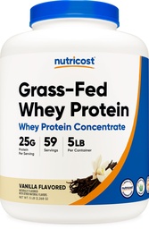 Nutricost Grass-Fed Whey Protein Konzentrat (Vanilla) 5LBS - Ungesättigt, Non-GMO, Glutenfrei, natürliche Aromen