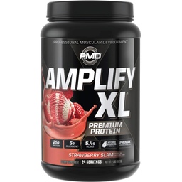 PMD Sports Amplify XL Premium Whey Protéines Supplément Hydro Greens Mélange - Glutamine et protéines de lactosérum avec super-aliments pour le muscle, la force et la récupération - Strawberry Slam (24 portions)