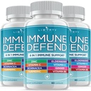 8 en 1 Immune Defense Support, Immunity Vitamines Supplément Booster avec Zinc 50mg, Vitamine C Elderberry VIT D3 5000 UI, Curcumine curcuma et gingembre, Echinacea - Allergie pour les enfants Adultes