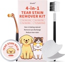 Tear Stain Remover Kit für Hunde & Katzen mit Tear Stain Comb, Tear Stain Balm, Eye Cotton Pads, Pro Powder Brush Gently entfernen Tear Stain, Eye Debris, Discharge, Mucus Secretions