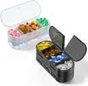 Organisateur hebdomadaire de pilules, 2/3/4 fois par jour, conception d'ouverture double-sid, boîte à pilules portable pour stocker des médicaments/vitamines/huiles de poisson/compléments (Grids Variables Blanc Noir 2PC)