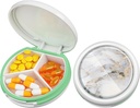 Serfeymi Small Pill Box - 3 Compartments Portable Pill Box for Purse Pocket, Compact Mini Travel Pill Case - Suitable for Medicine, Vitamin, Fish Oil, Supplements - White(Marble)