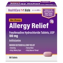 HealthCareAisle Allergy Relief - Comprimés de chlorhydrate de Fexofenadine USP, 180 mg, 90 Comprimés, Allergie Médicament, non somnolence 24h/24