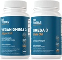 Dr. Tobias Vegan Omega 3 Algenöl und Omega 3 Fischöl, 2 Optionen für umfassende Fettsäureunterstützung, Non-GMO
