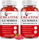 (2 Pack) Kreatin Monohydrat-Gummi Zucker Kostenlose Kaubare Kreatin für Muskelaufbau,Boost Focus,Strength,Endurance, 5g Kreatin Monohydrat-Gummi für Männer & Frauen, 4X Stärker als Pulverkapseln