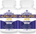 Acid alpha lipoïque liposomique 1600mg par portion, Acid alpha lipoïque suppléments nutritionnels pour la santé antioxydante, l'énergie et le métabolisme-Gluten Free&Non GMO 120 Capsules