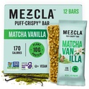 Mezcla Puff Crispy Protein Bars, Gluten Free & Vegan Protein Bars, 10g Protein, Alt für Crispy Rice Treat, Granola Bars & Breakfast Bars, Gesunde Snacks für Erwachsene, Matcha Vanilla, 12 Pack