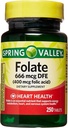 Spring Valley - Acide folique 400 mcg, 250 comprimés