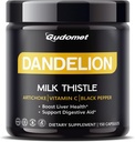 Dandelion avec chardon de lait, artichaut, vitamine C et poivre noir – soutient la santé du foie et aide à la digestion -150 capsules- Fabriqué aux États-Unis