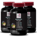 Avantages pour les baies - RESVERATROL COMLEX - Antioxydants quotidiens, Acai Berry Strength, Elderberry Boost, Grape Skin Boost, Pomégranate Energy, Goji Berry Power, Facteur d'hydratation 3 bouteilles 180 capsules