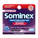 Comprimés Sominex d'aide au sommeil de nuit, formule de force maximale, dose unique, assortis, 16 comtes