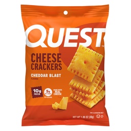 Quest Nutrition Crackers au fromage, Cheddar Blast, 10g de protéines, 5g de glucides nets, 1g de sucre, fait avec du vrai fromage, 12 boîtes (1,06 oz sacs)