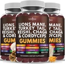 NEW AGE Mushroom Lion's Mane Supplement Gummis - Umfassende Pilzergänzung mit Reishi, Cordyceps - 180 Count
