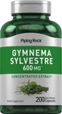 Piping Rock Gymnema Sylvestre ergänzt 600 mg | 200 Kapseln | Konzentrierter Kräuterextrakt | Non-GMO und Gluten kostenlos