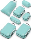 Große Compression Packing Cubes für Reise-Packing Cube Gepäck Organizer 7 Stück Set für Geprüftes Gepäck-Ultralight, Erweiterbare/Kompression Taschen von TRIPPED Reisegepäck (DustyTeal/White)