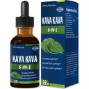 Kava Kava gouttes d'extrait de racine pour le calmant et le soutien de la relaxation, supplément de teinture à base de plantes naturelles pour un meilleur soutien du sommeil avec la racine valeriane, le baume citron et la camomille. 2 oz
