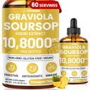 Graviola Soursop Blatt Extrakt Flüssigkeit - Soursop Bitters Flüssigkeit, Unterstützung Immune, Relax, Leber und Schlaf, Zucker & Alkoholfreie, hochabsorbierbare Formel, Ananas Flavor, 2 Fl Oz