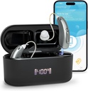 Aides auditives (pas amplificateurs), aides auditives rechargeables Bluetooth pour les personnes âgées adultes, aide auditive intelligente de qualité sonore supérieure de l'OTC avec annulation de bruit, contrôle Bluetooth activé et application, 4 modes