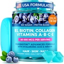 MAREE Vitamin B1 Thiamine & B7 Biotin Gummis - Ein E D C Vitamins Komplex mit Keratin, Kollagen, Hyaluronsäure & Pantothensäure für Haut, Nägel & Haar