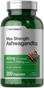 Horbäach Ashwagandha Ergänzung | Max Strength | 200 Kapseln | für Frauen und Männer | Non-GMO, Gluten kostenlos
