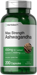 Horbäach Ashwagandha Ergänzung | Max Strength | 200 Kapseln | für Frauen und Männer | Non-GMO, Gluten kostenlos