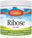 Carlson - Ribose, 100% D-Ribose pur, non-OGM, production d'énergie, récupération musculaire et performance athlétique, 3,53 oz (100 g)