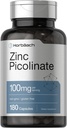 Horbäach Zink Picolinate 100mg | 180 Kapseln | Hohe Potenz | Nicht-GVO, Glutenfreie | Zinkergänzung