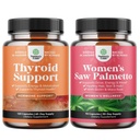 Ensemble de complexe de soutien à base de plantes adrénal et thyroïde - Mood Enhancer supplément d'énergie pour la santé thyroïde et Palmetto de scie extra-fort pour les femmes pour les cheveux plus forts et plus sains