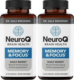 NeuroQ Memory & Focus - Boosts Cognitive Performance & Brain Function - Neuroprotektive Formel von Dr. Dale Bredesen - Gotu Kola Ginkgo Phosphatidylserin & Propolis - 60 Kapseln (Paket von 2)