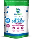 BioTrust Multi Collagen Protein Powder + Keto MCT Oil – 5 Types (I, II, III, V, X) & 100% Caprylic Acid C8 - Soutien Cétones élevées, métabolisme, articulations et beauté Tous dans 1 Collagène Poudre (non aromatisée)