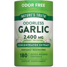 Nature's Truth Odorless Garlic Softgels $ 2400mg $ 180 Comte $ Non-OGM et supplément sans gluten