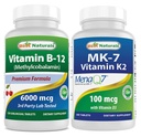 Meilleures vitamines naturelles B12 6000 mcg et vitamine K2 (MK7) avec D3