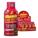 Vitamin Energy Immune+ Extra Strength Energy Shot Fruit Punch 12 Pack, 260mg Natürliche Koffein, B-Vitamine, Citicoline, Grüner Tee, Immunität & Focus Support, Zero Sugar, Gluten-Free 1.93 fl oz