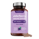 Gélules de baies aînées biologiques de vitamine Bounty pour adultes - supplément de vitamine C et de zinc, et Echinacea, soutien du système immunitaire, mélange 5-en-1 avancé, non-OGM - 60 capsules