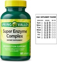 Spring Valley Super Enzyme Complex Nahrungsergänzungsmittel für Verdauungshilfe, 60 Kapseln + Daily Supplement Tracker Aufkleber