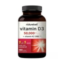 NatureBell Vitamin D3 50,000 IU with Vitamin K2-180 Softgels - High-Potency Bone & Immune Support* - Easy Absorption with Coconut Oil - Non-GMO & Gluten-Free