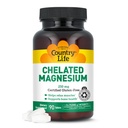 Country Life, Chelate Magnésium 250mg, soutient la santé osseuse et immunitaire, Supplément quotidien, 90 ct