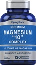 Piping Rock Magnésium 10 dans un complexe de 130 capsules de supplément pour les hommes et les femmes de Végétarien, non-OGM, sans gluten