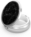 Pill Box 3 Compartment Small Pill Case,Portable for Pocket or Purse Pill Organizer Pill Container Holder to Hold Vitamins, Medication, Fish Oil and Supplements(Black Marble)