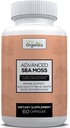 Mousse de mer avancée, formule avancée de mousse de mer, supplément de mousse de mer premium, pilules de mousse de mer, supplément de mousse de mer, Capsules de mousse de mer irlandaise & Organic Bladderwrack & Burdock, & Extrait de poivre noir, Seamoss
