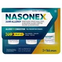 Nasonex 24HR Allergie Vaporisateur nasal, non somnolence, brume sans parfum, symptômes d'allergie + congestion nasale, force d'ordonnance complète, 120 sprays (3 pack)