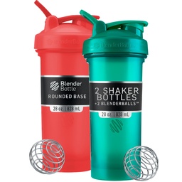 Bouteilles de mélange Classic V2 Bouteille de Shaker Parfaite pour Shakes protéiques et préentraînement, 28-Ounce (2 Pack), Rouge, Vert