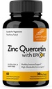 Sandhu's Zink Quercetin mit EpiCor 60 Vegetarische Kapseln - Glutenfreie Zinkergänzung - Hohe Potenz Immununterstützung