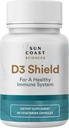 Sun Coast Science Sciences D3 Shield - Vitamin D3 5000 IU für Immununterstützung und Knochengesundheit 60 Vegetarische Kapseln K2 mit 180mg Calciumcarbonat Maximale Absorption