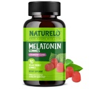 NATURELO Mélatonine Gommies – Non-OGM, sans gluten, sans soja - Arôme de fraise - Supplément de sommeil doux - 90 Gommies végétariennes
