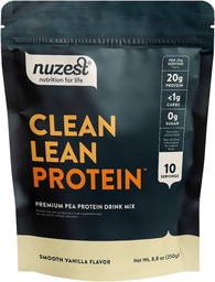 Nuzest - Poudre de protéines de pois - Protéines propres, Poudre de protéines végétales premium, sans lait, sans gluten, sans OGM, sans vanille lisse, 8,8 oz