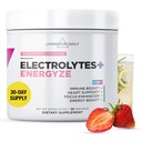 Poudre quotidienne d'électrolytes Livingood, Poudre d'hydrolyse d'électrolytes avec vitamine C, Taurine, D Ribose et FOS, Mélange de boissons d'électrolytes sans sucre, Keto, Sans gluten, Lémonade de fraises, 30 portions